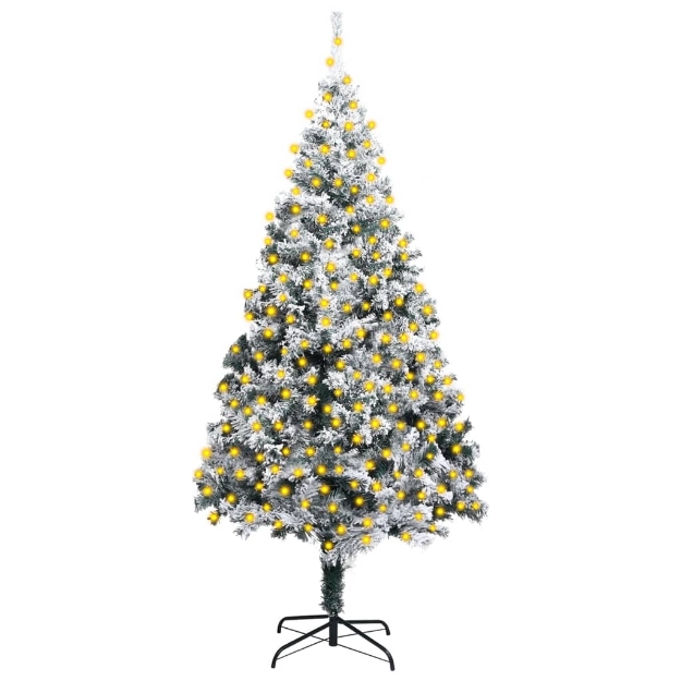 Albero Natale Artificiale con Luci LED e Neve Verde 400 cm PVC