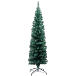 Set Albero di Natale Sottile con Luci LED e Palline Verde 150cm