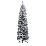 Set Albero di Natale Sottile con Luci LED e Palline Verde 150cm