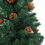 Set Albero di Natale Sottile con Luci LED e Palline Verde 150cm