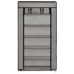 282430 Shoe Cabinet with Cover Grey 58x28x106 cm Fabric