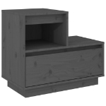 Comodino Grigio 60x34x51 cm in Legno Massello di Pino