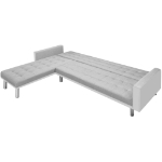 Divano Letto ad Angolo Tessuto 218x155x69 cm Bianco e Grigio