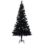 Set Albero Natale Artificiale con LED e Palline Nero 240 cm PVC