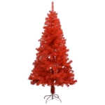 Set Albero Natale Artificiale con LED e Palline Rosso 120cm PVC