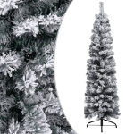 Set Albero di Natale Sottile con Luci LED e Palline Verde 180cm