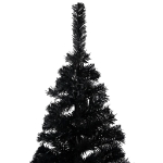 Set Albero Natale Artificiale con LED e Palline Nero 210 cm PVC