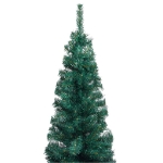 Set Albero di Natale Sottile con Luci LED e Palline Verde 150cm