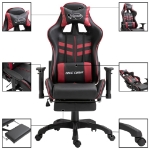 Sedia da Gaming con Poggiapiedi Rosso Vino in Similpelle