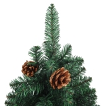 Set Albero di Natale Sottile con Luci LED e Palline Verde 150cm