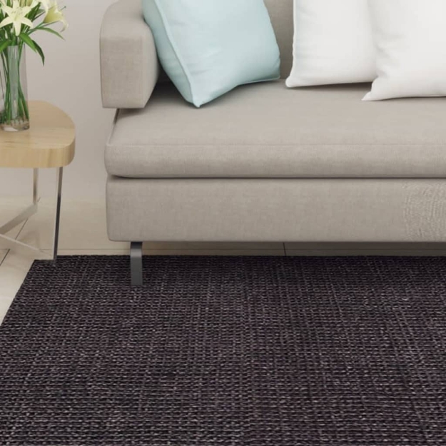 Tappeto in Sisal Naturale 80x250 cm Nero