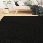 Tappeto Lavabile Morbido Shaggy 80x150 cm Antiscivolo Nero