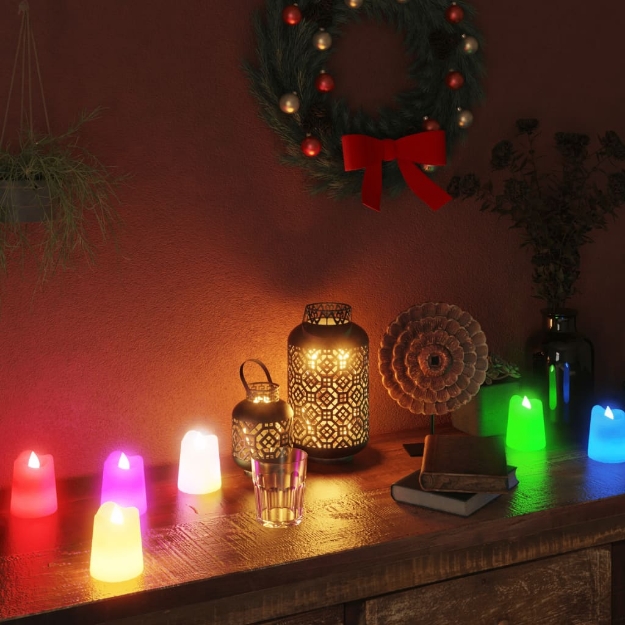 Candele Elettriche da Tè Senza Fiamma LED 12 pz Colorate