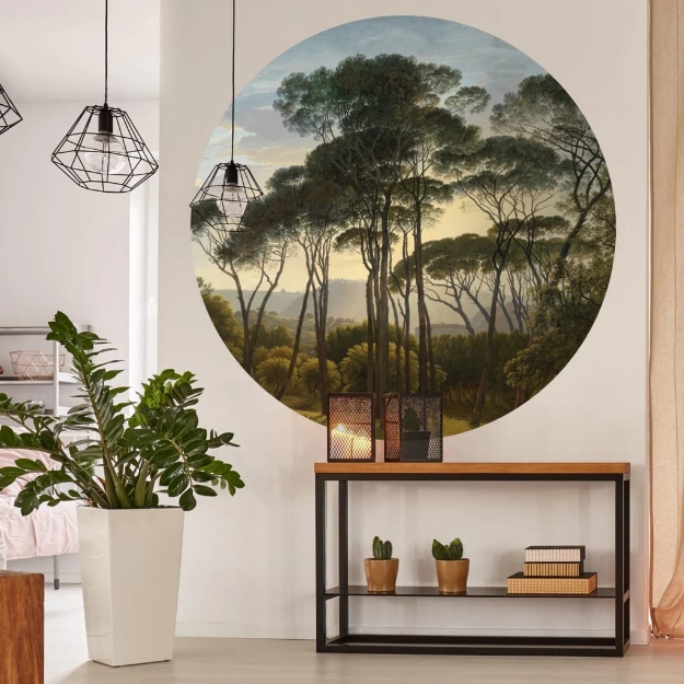 WallArt Carta da Parati Circolare Umbrella Pines in Italy 142,5 cm