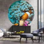 WallArt Carta da Parati Circolare Nemo the Anemonefish 190 cm