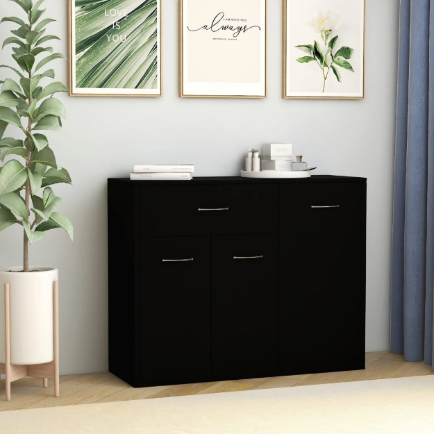 Credenza Nera 88x30x70 cm in Truciolato