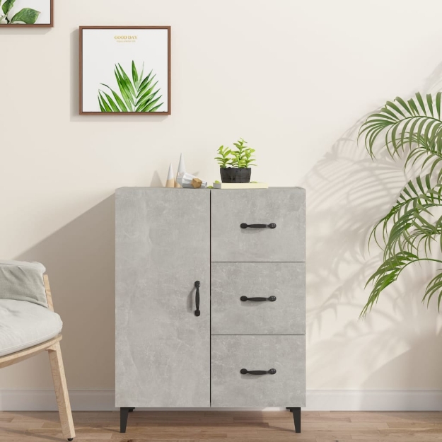 Credenza Grigio Cemento 69,5x34x90 cm in Legno Multistrato