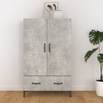 Credenza Grigio Cemento 70x31x115 cm in Legno Multistrato