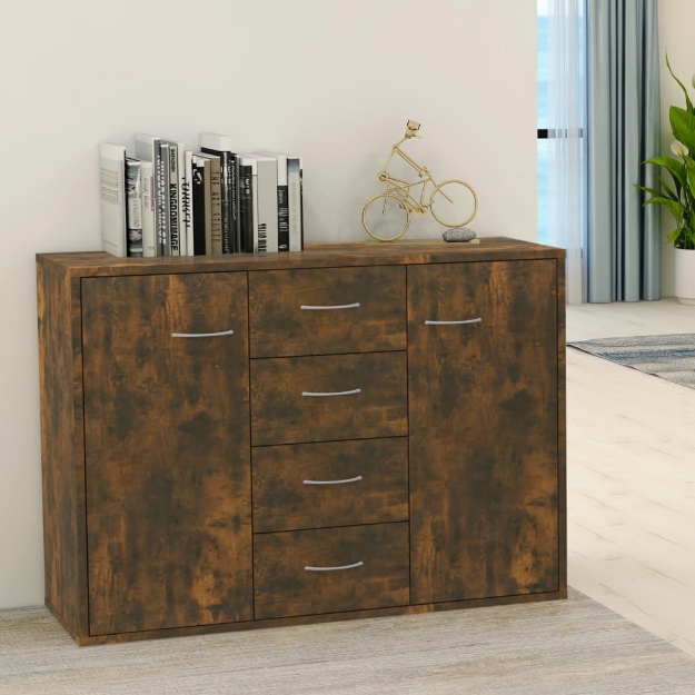 Credenza Rovere Fumo 88x30x65 cm in Legno Multistrato