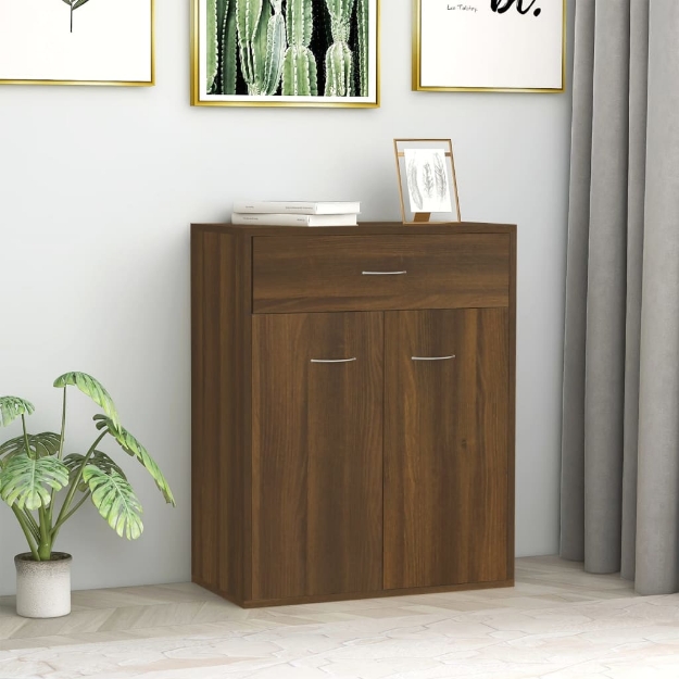 Credenza Rovere Marrone 60x30x75 cm in Legno Multistrato