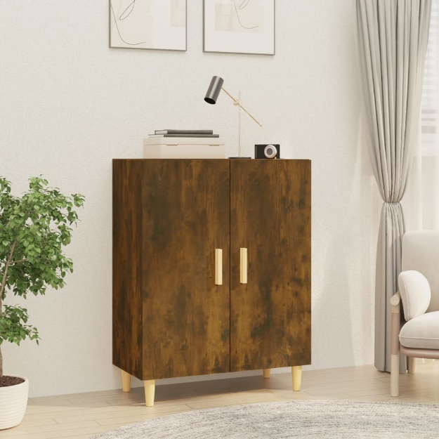 Credenza Rovere Fumo 70x34x90 cm in Legno Multistrato