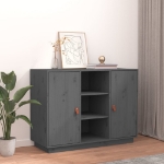 Credenza Grigia 100x40x75 cm in Legno Massello di Pino