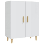 Credenza Bianco Lucido 70x34x90 cm in Legno Multistrato