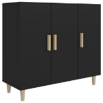 Credenza Nera 90x34x80 cm in Legno Multistrato