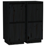 Credenze 2 pz Nero 31,5x34x75 cm in Legno Massello di Pino