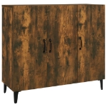 Credenza Rovere Fumo 90x34x80 cm in Legno Multistrato