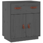 Credenza Grigia 65,5x40x75 cm in Legno Massello di Pino