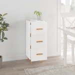 Credenza Bianco Lucido 34,5x34x90 cm in Legno Multistrato