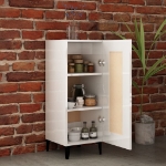 Credenza Bianco Lucido 34,5x34x90 cm in Legno Multistrato