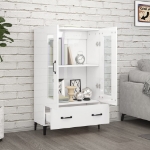 Credenza Bianco Lucido 70x31x115 cm in Legno Multistrato