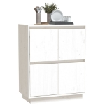 Credenza Bianca 60x34x75 cm in Legno Massello di Pino