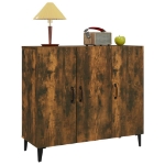 Credenza Rovere Fumo 90x34x80 cm in Legno Multistrato