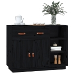 Credenza Nera 98,5x40x75 cm in Legno Massello di Pino