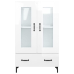 Credenza Bianco Lucido 70x31x115 cm in Legno Multistrato