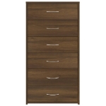 Credenza 6 Cassetti Rovere Marrone 50x34x96cm Legno Multistrato