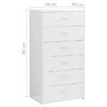 Credenza 6 Cassetti Bianco Lucido 50x34x96 cm Legno Multistrato