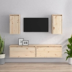 Mobili Porta TV 4 pz in Legno Massello di Pino