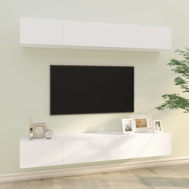 Mobili Porta TV a Parete 4 pz Bianchi 100x30x30 cm