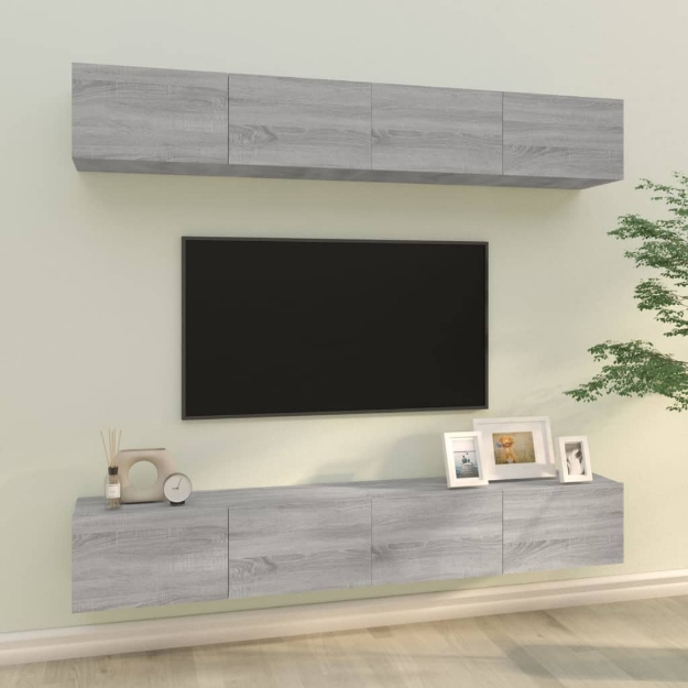 Mobili Porta TV a Parete 4 pz Grigio Sonoma 100x30x30 cm