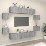 Set Mobili Porta TV 8pz Grigio Sonoma in Legno Multistrato