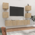 Set di Mobili Porta TV 6 pz Rovere Sonoma in Legno Multistrato