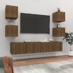 Set Mobili Porta TV 6 pz Rovere Marrone in Legno Multistrato