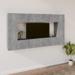 Set Mobili Porta TV 8pz Grigio Cemento in Legno Multistrato