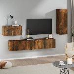 Set di Mobili Porta TV 4 pz Rovere Fumo in Legno Multistrato