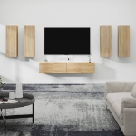 Set di Mobili Porta TV 6 pz Rovere Sonoma in Legno Multistrato