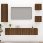 Set Mobili Porta TV 5 pz Rovere Marrone in Legno Multistrato